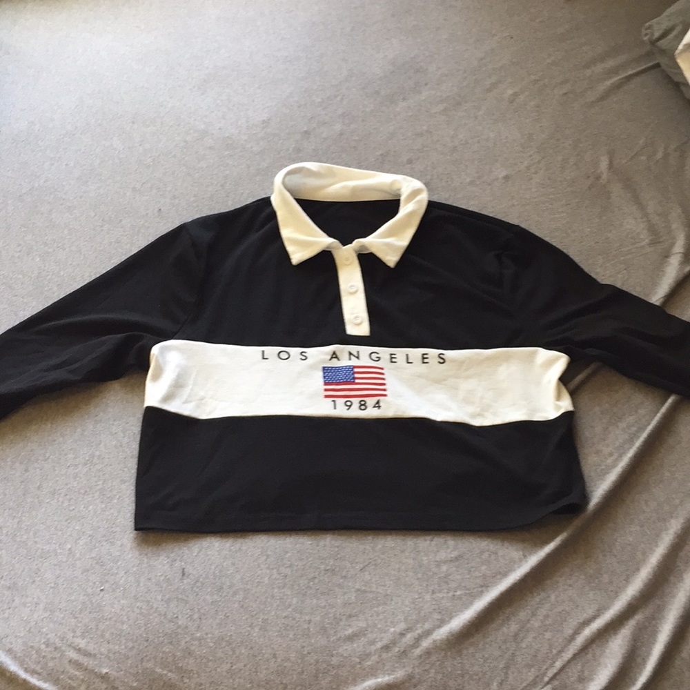 Cute long sleeve polo crop top